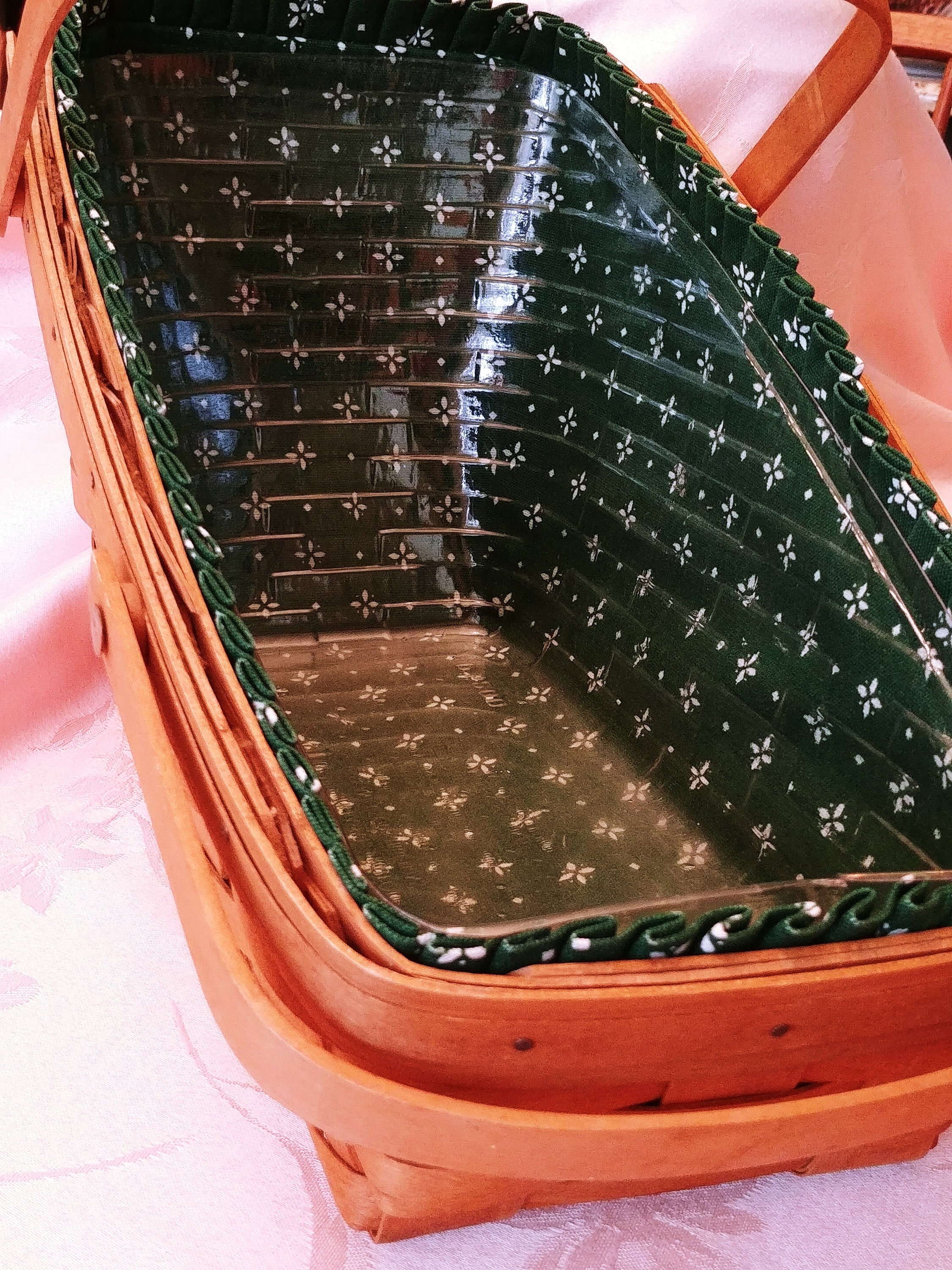 1992 Longaberger Large Vegetable Basket Heritage Green Fabric Etsy