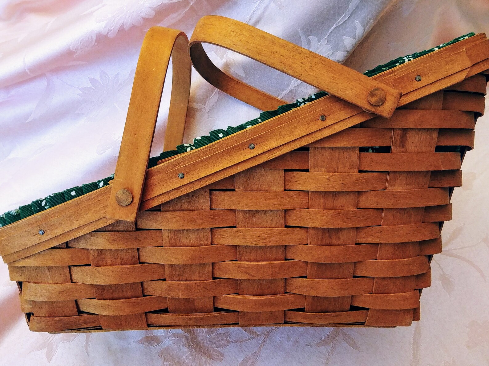 1992 Longaberger Large Vegetable Basket Heritage Green Fabric Etsy