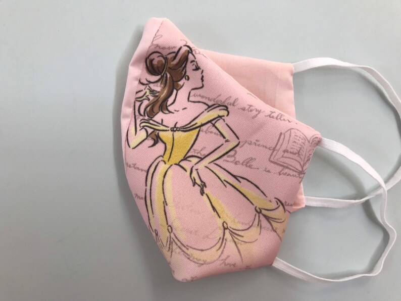 Belle face mask Disney Princess Belle fabric solid color on | Etsy