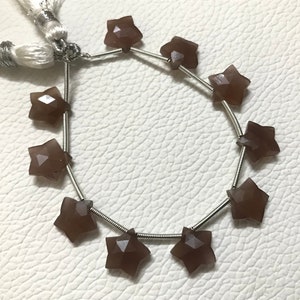 10 pieces Of Chocolate MOONSTONE Beads In Carved Star Faceted Shape, Quality AAA, 7 mm/ 10 mm in size, 6 inches strand