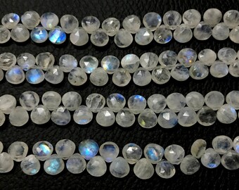 AAA+ rainbow moonstone faceted heart shape briolettes loose gemstone beads 8mm-9mm size rainbow moonstone necklace jewelry 32 pecs