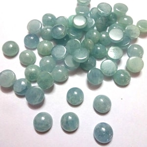 Cabujón de aguamarina de calidad AAA, 6 mm/ 8 mm/ 10 mm, cabujón liso de aguamarina. pequeñas gemas, Tiny Cab, magníficas gemas para joyería