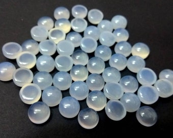 Cabujones de calcedonia azul de 10 mm: piedras preciosas redondas y lisas, 10 piezas