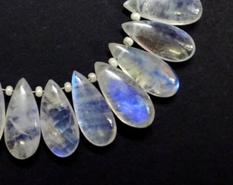 Five Perfectly Matched Pairs AAA Grade RAINBOW MOONSTONE Smooth Pear shape Briolette Beads, Size 7*15 mm, Super Quality for Jewellery