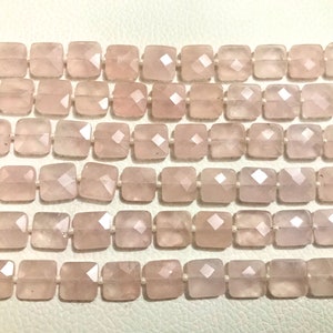 AAA Grade ROSE QUARTZ Faceted Square shape Briolette Beads, Size 6/8/10 mm, 8 Strand Length, Super Quality gems for Jewellery image 1