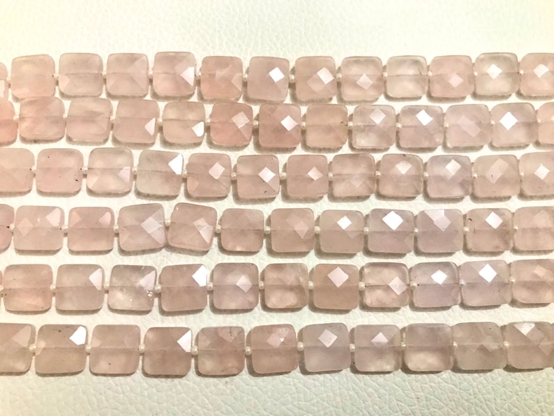 AAA Grade ROSE QUARTZ Faceted Square shape Briolette Beads, Size 6/8/10 mm, 8 Strand Length, Super Quality gems for Jewellery image 1