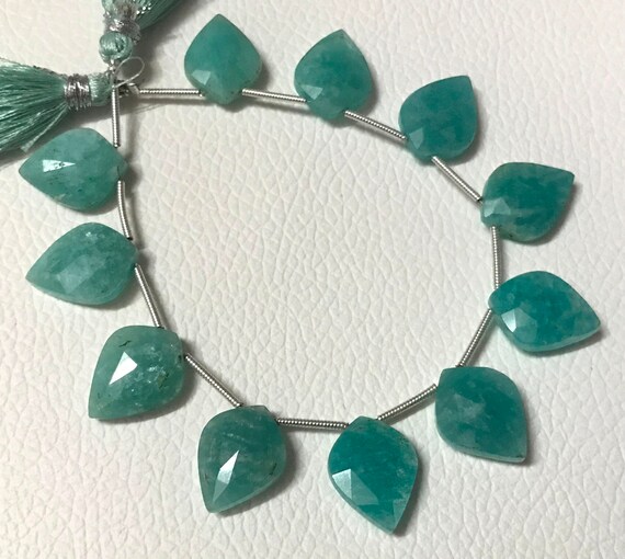 Amazonite Shield Cut Briolette Beads: AAA Grade Gemstone Pairs, 12x16 mm
