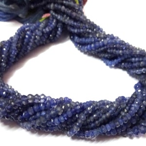 Iolite Faceted Rondelle Beads: AAA Shaded Gemstone Strand (2.5-3mm)