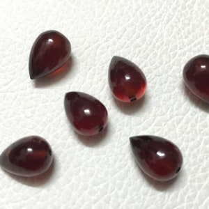 Five Matched Pairs AAA Grade Natural Hessonite GARNET smooth Inverted Top Half Drilled Teardrop Briolettes, Size 8x12 mm, Super Quality gems