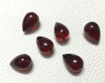 Five Matched Pairs AAA Grade Natural Hessonite GARNET smooth Inverted Top Half Drilled Teardrop Briolettes, Size 8x12 mm, Super Quality gems