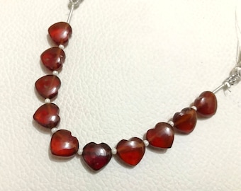 Hessonite Garnet Heart Briolette Beads: AAA Grade Gemstone Strand