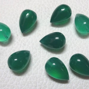 Cinco pares emparejados AAA grado VERDE ONYX suave invertido medio perforado teardrop briolettes, tamaño 8x12/ 10x14 mm, gemas de súper calidad
