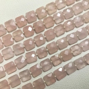 AAA Grade ROSE QUARTZ Faceted Square shape Briolette Beads, Size 6/8/10 mm, 8 Strand Length, Super Quality gems for Jewellery image 6