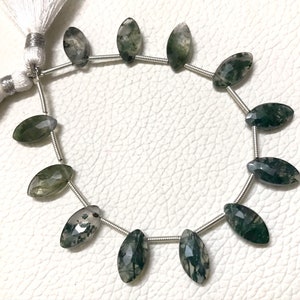 AAA Grade MOSS AGATE Faceted Marquise shape briolette, Size 6x12 mm Briolette Gemstone, Beautiful gemstones for jewellery.