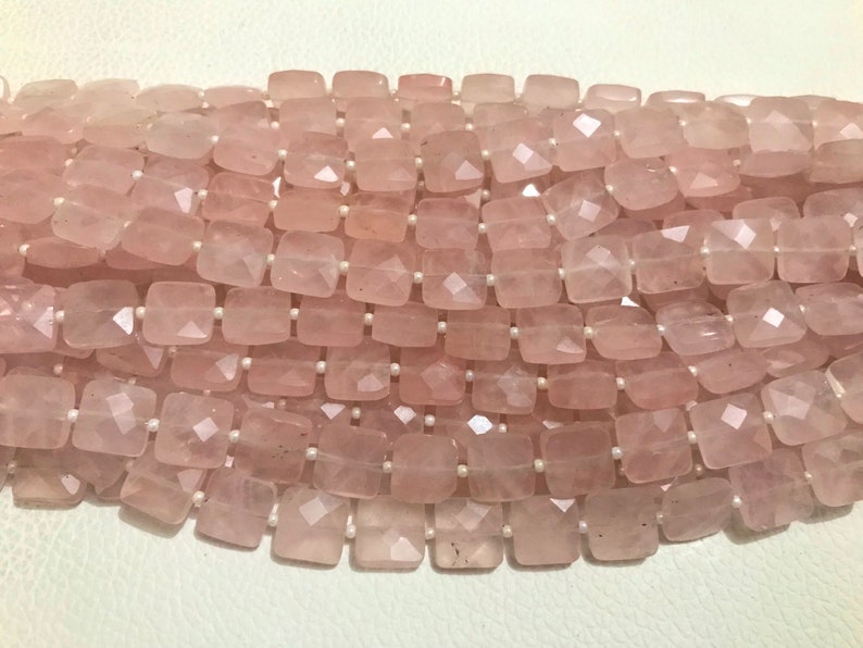 AAA Grade ROSE QUARTZ Faceted Square shape Briolette Beads, Size 6/8/10 mm, 8 Strand Length, Super Quality gems for Jewellery image 7