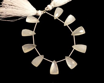 Cuentas briolette piramidales de piedra lunar blanca AAA: 5 pares (7 x 15 mm)