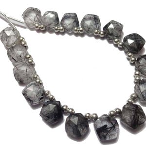 10 pieces Five Matched Pairs AAA Grade  BLACK RUTILATED Quartz Faceted Pentagon Briolette Beads, Size 10 mm, Super Quality for Jewellery