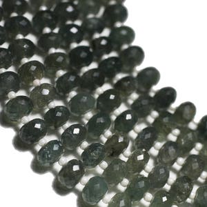 AAA Moss Aquamarine Faceted Rondelle Beads: 6.5-7.5mm, 6 Inch Strand
