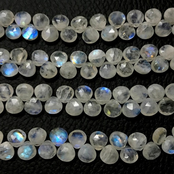AAA Grade Rainbow Moonstone Faceted Heart shape Briolette Beads, Size 5/8/10 mm, 6 inches Strand Length, Super Quality gem for Jewellery