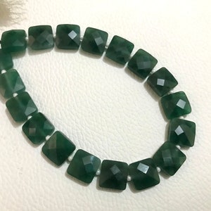 AAA Grade GREEN JADE Faceted Square shape Briolette Beads, Size 6/8/10 mm, 8&quot; Strand Length, Super Quality gems for Jewellery