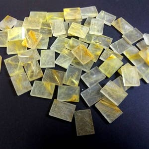 GOLDEN RUTILATED Quartz One Sided Polished Rectangular Slices 10x14 mm Rectangle/ Flat Slices /Flat Disc/, Super Quality gems for Jewellery