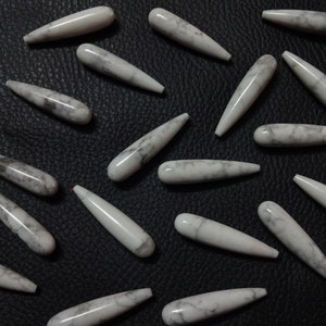 Five Matched Pairs AAA Grade HOWLITE smooth Top Half Drilled Teardrop Briolettes, Size 8x35 mm, Super Quality gems