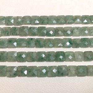 AAA Grade GREEN Spotted JADE Faceted Square shape Briolette Beads, Size 6/8/10 mm, 8&quot; Strand Length, Super Quality gems for Jewellery