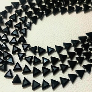 AAA Grade BLACK ONYX Step cut Faceted Triangle shape Briolette Beads, Size 6-7 mm, 13 inches Strand Length, Super Quality gems for Jewellery