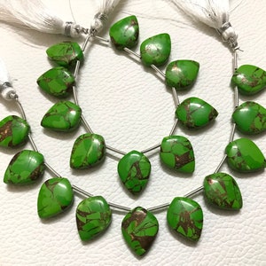 10 pieces GREEN COPPER Turquoise Five Perfectly Matched Pairs AAA Grade smooth Shield shape Briolette, Size 12x16 mm, Super for Jewellery