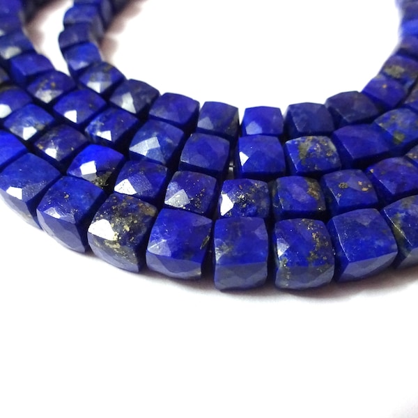 AAA Grade LAPIS LAZULI Faceted 3D Cube Briolette Beads, Faceted Box Beads, Size 6-6.5 mm, 7" Strand,Super for Jewellery