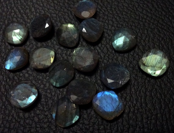 10 AAA Labradorite Faceted Polki Cut Stones, 10-11mm, Flat Rose Cut