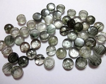 Cabochons de quartz rutile vert AAA : pierres précieuses rondes et lisses (6/8/10 mm)