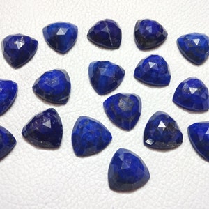 10 AAA Lapis Lazuli Trillion Cabochons: Faceted Triangle Cut Stones