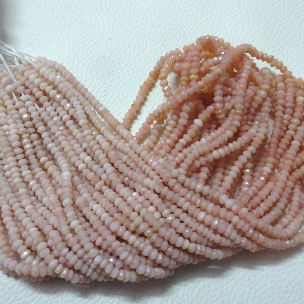 Beautifull AAA 3 mm micro Pink opal shaded faceted rondelle beads, 13 inches Strand Length,Super Quality gems for Jewellery