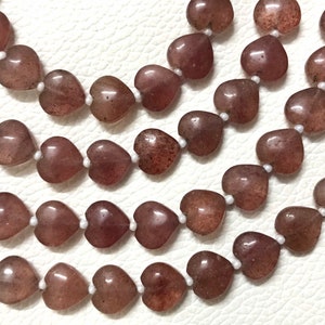 Strawberry Quartz Heart Briolette Beads: AAA Grade Gemstone Strand