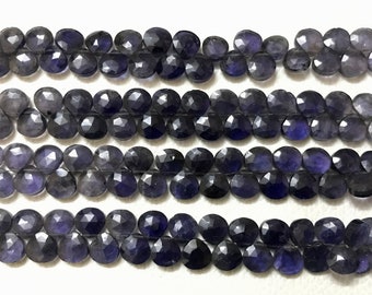 AAA Grade IOLITE Faceted Heart shape Briolette Beads, Size 5/8/10 mm, 6 inches Strand Length, Super Quality gem for Jewellery