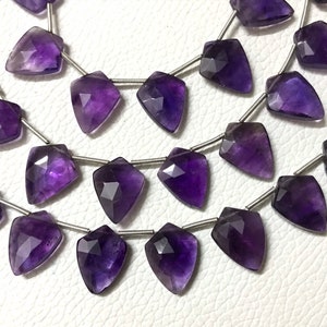 Shield cut Five Perfectly Matched Pairs AAA Grade AMETHYST Faceted Briolette beads, Fancy briolettes, 12x16 mm, Shield cut gemstone beads