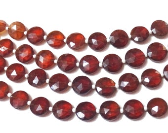 AAA Grade Hessonite Garnet Faceted Round Coin Shape beads, Round faceted beads, Size 8-10 mm, 8" Strand , Super Quality gems for Jewellery