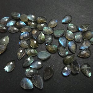 6X8 mm AAA LABRADORITE Pear Shape cabochon, Faceted Pear cabochon, Loose Cabochon, Tiny Cab,Super Quality gems for Jewellery
