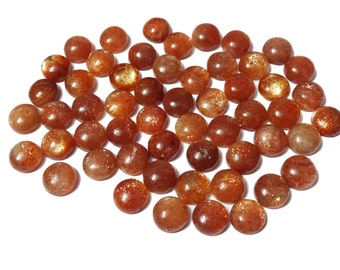 AAA Sunstone Cabochons: Smooth Polished Round Gems (6/8/10mm)
