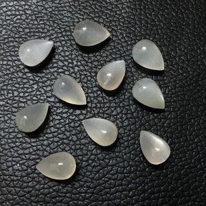 Five Matched Pairs AAA Grade White MOONSTONE smooth Inverted Top Half Drilled Teardrop Briolettes, Size 8x12/10x14 mm, Super Quality gems