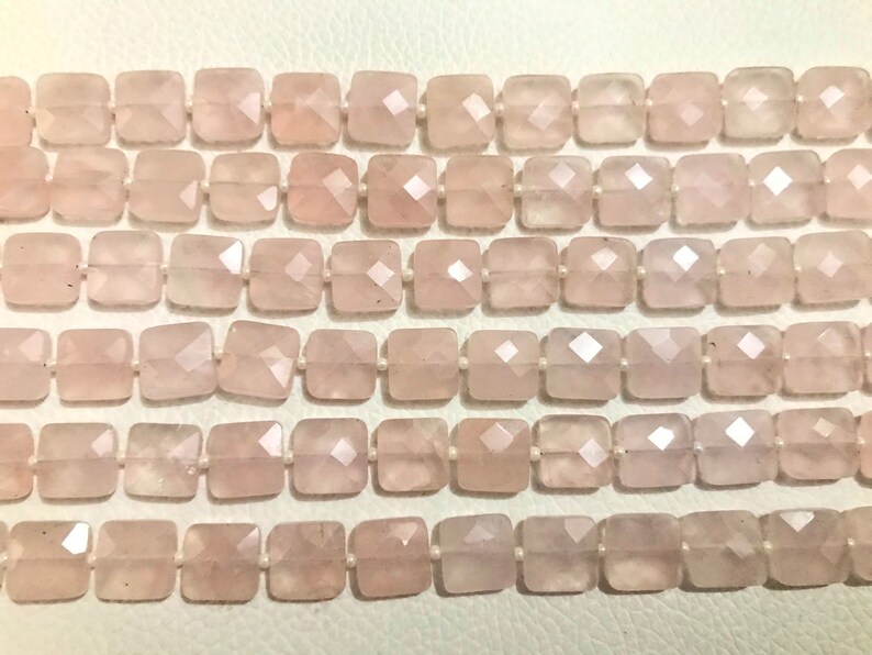 AAA Grade ROSE QUARTZ Faceted Square shape Briolette Beads, Size 6/8/10 mm, 8 Strand Length, Super Quality gems for Jewellery image 3