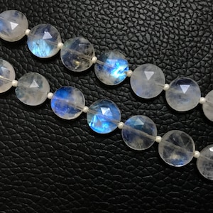Cuentas redondas facetadas de piedra lunar arcoíris de grado AAA en forma de moneda, cuentas redondas facetadas, tamaño 6/8/10 mm, tira de 8&quot;, gemas de excelente calidad para joyería