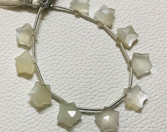 10 Stück weiß MOONSTONE Perlen in geschnitzten Stern facettierte Form, Qualität AAA, 7 mm / 10 mm in der Größe, 6 Zoll Strang