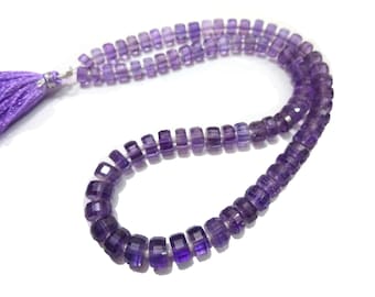 AAA Grade Amethyst Step Cut Faceted rondelle beads, Size 6-7mm, Half 8"/Full 16" Strand Length,Super Quality gemstones for Jewellery