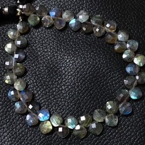 AAA Grade LABRADORITE Cushion Diamond cut Faceted Rounded Square shape Briolette Beads, Size 7 mm, 6" Strand, Super Quality gems