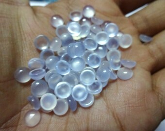 Blue Chalcedony Cabochons: Round Smooth Gems, 6mm-10mm