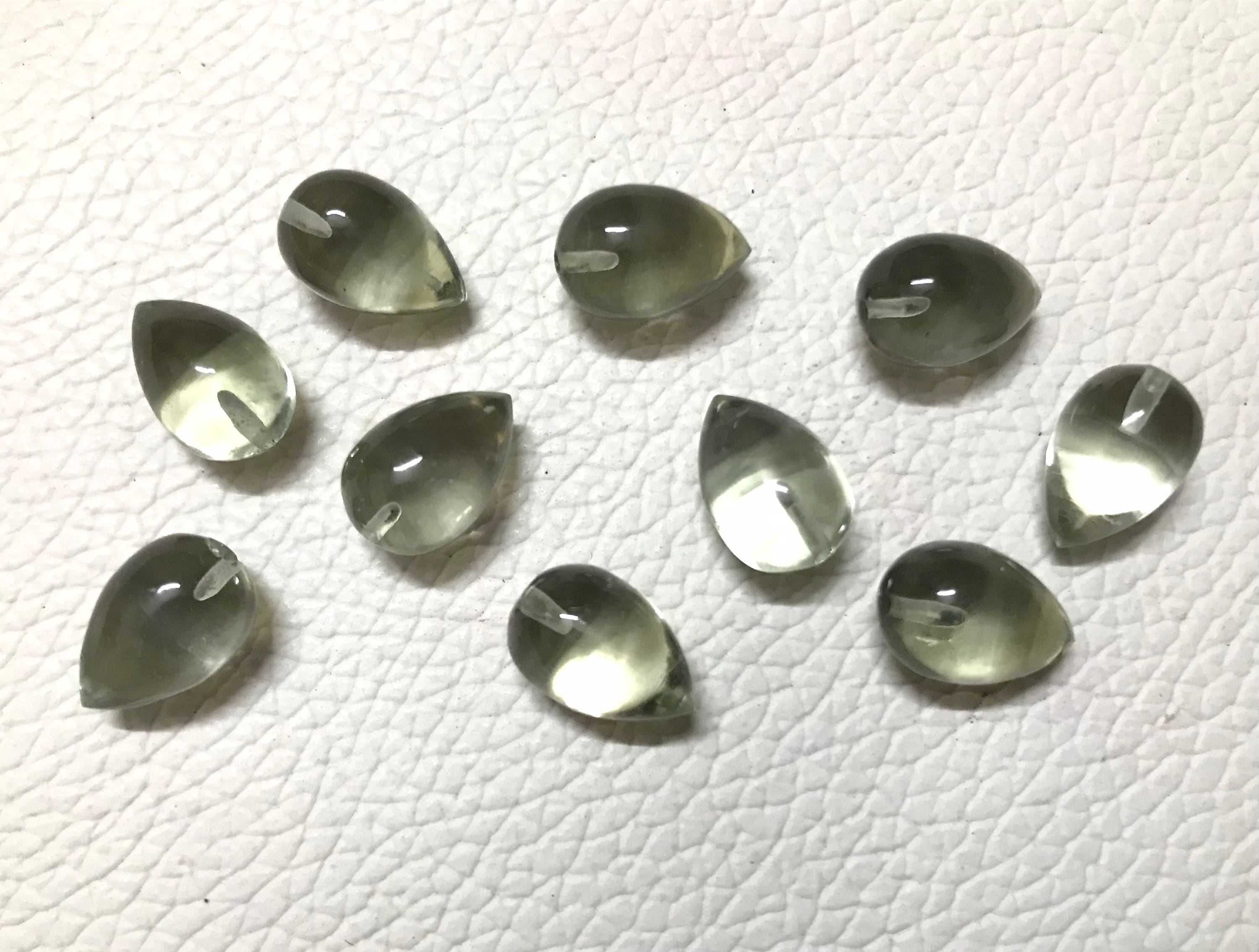 Green Amethyst Briolettes: 5 Pairs AAA Grade Teardrop  display picture 1