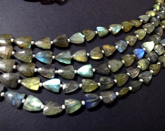 AAA Grade LABRADORITE Faceted Triangle shape Briolette Beads, Size 7x9 mm, 8" Strand Length, Super Quality gems for Jewellery