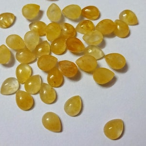 AAA Yellow Aventurine Pear Cabochons: Jewelry Making Gems (6X8 mm)